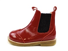 Angulus red black glitter ankle boots with perforated pattern